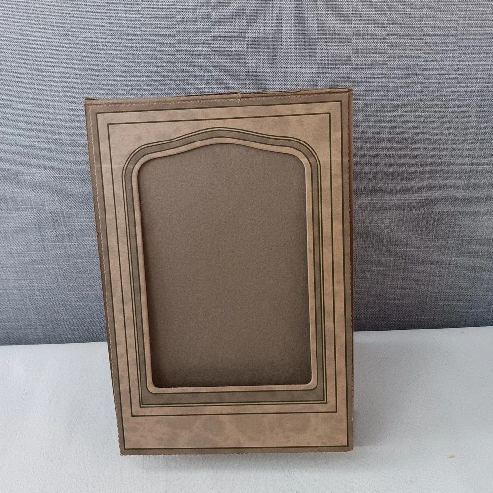 John Studio Vintage Triptych Folding Cardboard Photo Frame Folder Brown Art Deco
